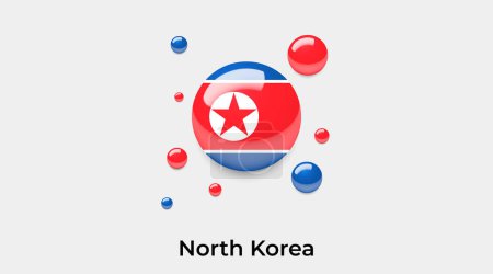 Ilustración de Corea del Norte bandera burbuja círculo redondo forma icono colorido vector ilustración - Imagen libre de derechos