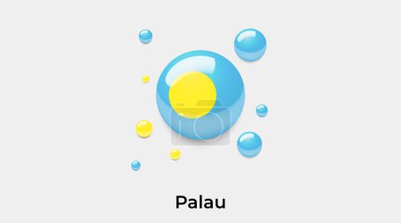 Ilustración de Palau bandera burbuja círculo redondo forma icono colorido vector ilustración - Imagen libre de derechos