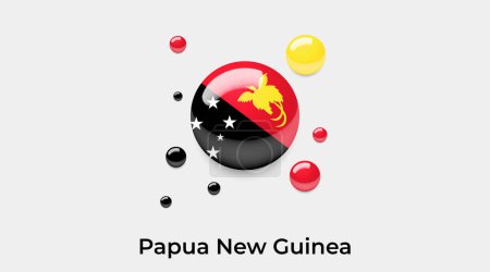 Téléchargez les illustrations : Papouasie-Nouvelle-Guinée drapeau bulle cercle forme ronde icône vectoriel coloré illustration - en licence libre de droit