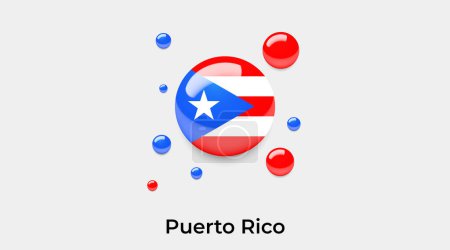 Téléchargez les illustrations : Porto Rico drapeau bulle cercle forme ronde icône vectoriel coloré illustration - en licence libre de droit