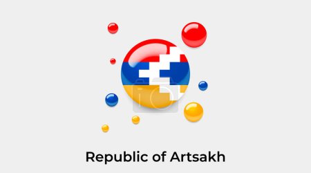 Ilustración de República de Artsaj bandera burbuja círculo redondo forma icono colorido vector ilustración - Imagen libre de derechos