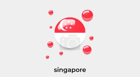 Ilustración de Singapore bandera burbuja círculo redondo forma icono colorido vector ilustración - Imagen libre de derechos