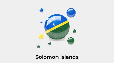 Ilustración de Islas Salomón bandera burbuja círculo redondo forma icono colorido vector ilustración - Imagen libre de derechos