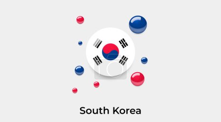 Téléchargez les illustrations : Drapeau Corée du Sud bulle cercle forme ronde icône vectoriel coloré illustration - en licence libre de droit
