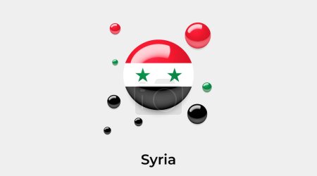 Téléchargez les illustrations : Drapeau Syrie bulle cercle forme ronde icône vectoriel coloré illustration - en licence libre de droit
