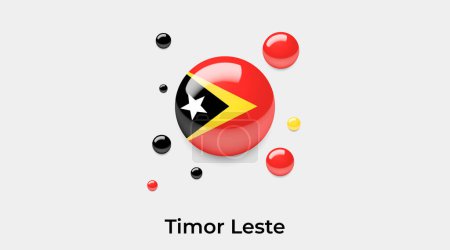 Téléchargez les illustrations : Timor oriental drapeau bulle cercle forme ronde icône vectoriel coloré illustration - en licence libre de droit
