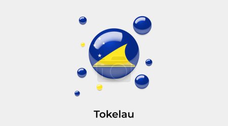 Téléchargez les illustrations : Tokelau drapeau bulle cercle forme ronde icône vectoriel coloré illustration - en licence libre de droit
