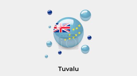 Ilustración de Tuvalu bandera burbuja círculo redondo forma icono colorido vector ilustración - Imagen libre de derechos