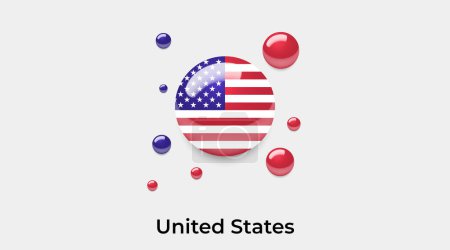 Ilustración de Estados Unidos bandera burbuja círculo redondo forma icono colorido vector ilustración - Imagen libre de derechos