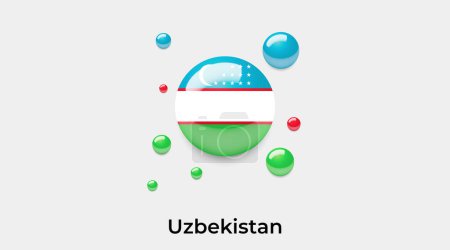Illustration for Uzbekistan flag bubble circle round shape icon colorful vector illustration - Royalty Free Image