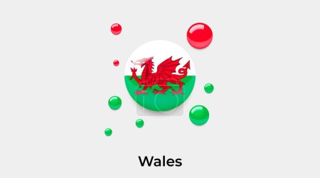 Ilustración de Gales bandera burbuja círculo redondo forma icono colorido vector ilustración - Imagen libre de derechos