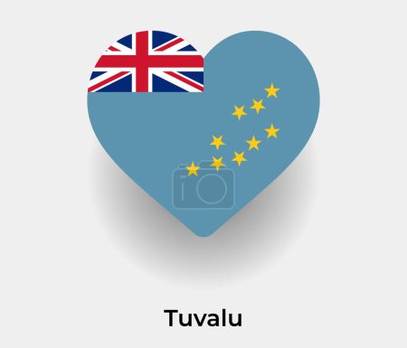 Illustration for Tuvalu flag heart shape country icon vector illustration - Royalty Free Image