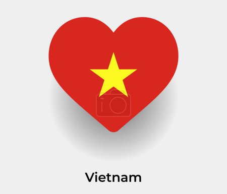 Téléchargez les illustrations : Drapeau du Vietnam forme de coeur icône du pays illustration vectorielle - en licence libre de droit
