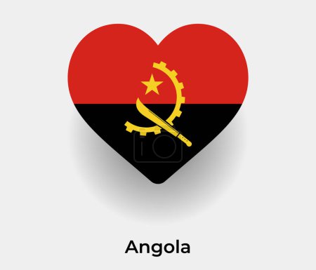 Illustration for Angola flag heart shape country icon vector illustration - Royalty Free Image