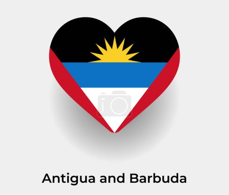 Illustration for Antigua and Barbuda flag heart shape country icon vector illustration - Royalty Free Image