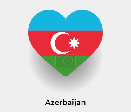 Illustration for Azerbaijan flag heart shape country icon vector illustration - Royalty Free Image