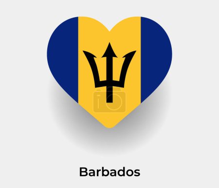 Illustration for Barbados flag heart shape country icon vector illustration - Royalty Free Image