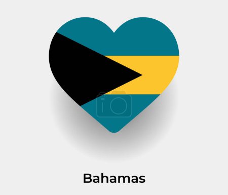 Bahamas flag heart shape country icon vector illustration
