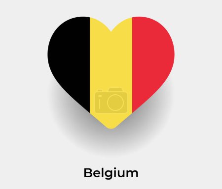 Téléchargez les illustrations : Belgique drapeau forme de coeur icône de pays illustration vectorielle - en licence libre de droit
