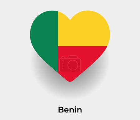 Téléchargez les illustrations : Drapeau du Bénin forme de coeur icône du pays illustration vectorielle - en licence libre de droit