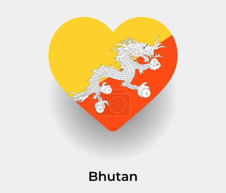 Illustration for Bhutan flag heart shape country icon vector illustration - Royalty Free Image