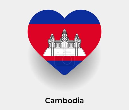 Téléchargez les illustrations : Cambodge drapeau forme de coeur icône de pays illustration vectorielle - en licence libre de droit