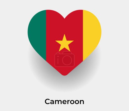 Ilustración de Camerún bandera corazón forma país icono vector ilustración - Imagen libre de derechos
