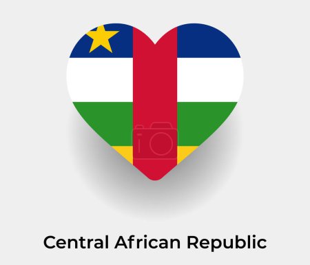 Téléchargez les illustrations : Drapeau République centrafricaine forme de coeur icône de pays illustration vectorielle - en licence libre de droit