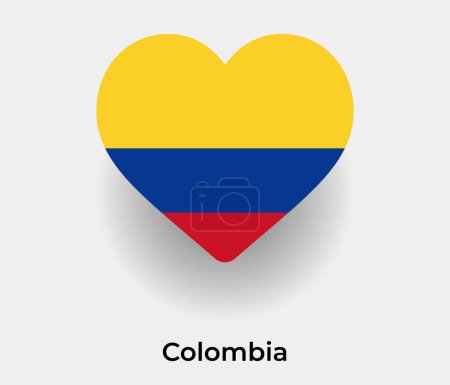 Ilustración de Colombia bandera corazón forma país icono vector ilustración - Imagen libre de derechos