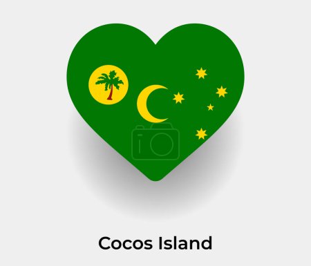 Illustration for Cocos Island flag heart shape country icon vector illustration - Royalty Free Image