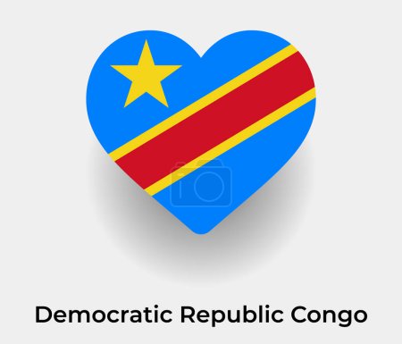 Téléchargez les illustrations : République démocratique du Congo drapeau forme de coeur icône de pays illustration vectorielle - en licence libre de droit