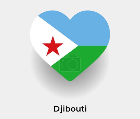 Ilustración de Bandera de Djibouti corazón forma país icono vector ilustración - Imagen libre de derechos