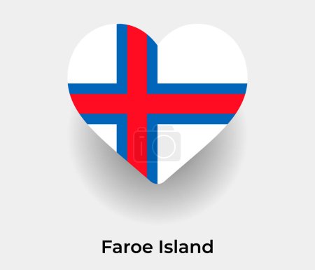 Illustration for Faroe Island flag heart shape country icon vector illustration - Royalty Free Image