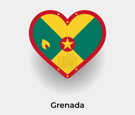 Illustration for Grenada flag heart shape country icon vector illustration - Royalty Free Image