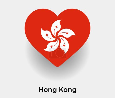 Hong Kong bandera corazón forma país icono vector ilustración