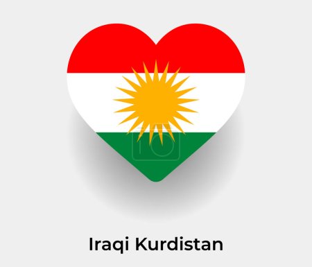 Illustration for Iraqi Kurdistan flag heart shape country icon vector illustration - Royalty Free Image