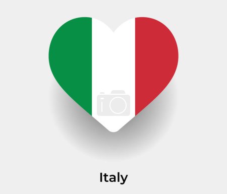Ilustración de Italia bandera corazón forma país icono vector ilustración - Imagen libre de derechos