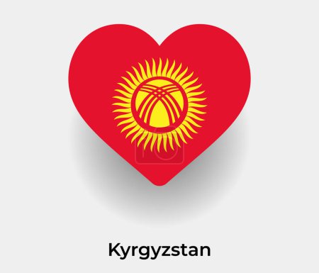 Téléchargez les illustrations : Drapeau Kirghizistan forme de coeur icône de pays illustration vectorielle - en licence libre de droit