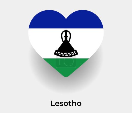 Illustration for Lesotho flag heart shape country icon vector illustration - Royalty Free Image