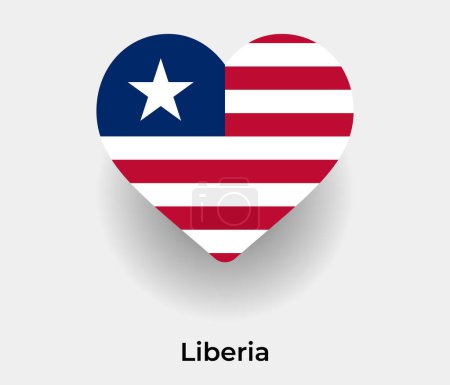Téléchargez les illustrations : Libéria drapeau forme de coeur icône de pays illustration vectorielle - en licence libre de droit