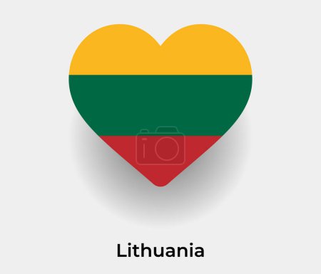 Téléchargez les illustrations : Lituanie drapeau forme de coeur icône de pays illustration vectorielle - en licence libre de droit
