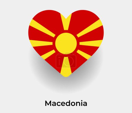 Illustration for Macedonia flag heart shape country icon vector illustration - Royalty Free Image