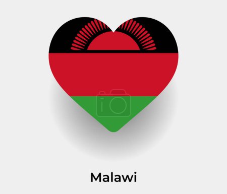 Téléchargez les illustrations : Malawi drapeau forme de coeur icône de pays illustration vectorielle - en licence libre de droit