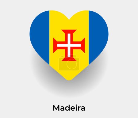 Téléchargez les illustrations : Drapeau de Madère forme de coeur icône de pays illustration vectorielle - en licence libre de droit