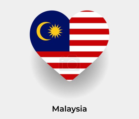 Malaysia flag heart shape country icon vector illustration