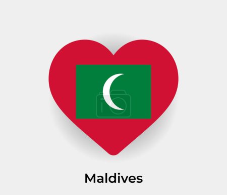 Téléchargez les illustrations : Drapeau des Maldives forme de coeur icône du pays illustration vectorielle - en licence libre de droit