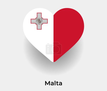 Téléchargez les illustrations : Malte drapeau forme de coeur icône de pays illustration vectorielle - en licence libre de droit