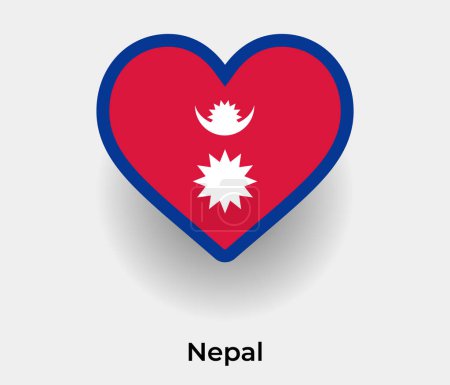 Illustration for Nepal flag heart shape country icon vector illustration - Royalty Free Image