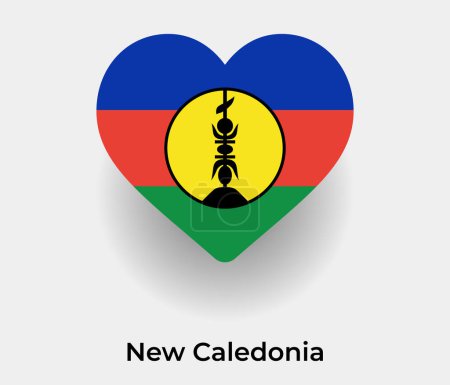 Téléchargez les illustrations : Drapeau de Nouvelle-Calédonie forme de coeur icône de pays illustration vectorielle - en licence libre de droit