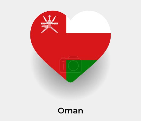 Téléchargez les illustrations : Oman drapeau forme de coeur icône de pays illustration vectorielle - en licence libre de droit